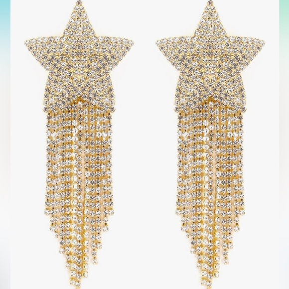 Tops - Gold star crystal rhinestone dangle nipple cover pasties sparkly sexy festival